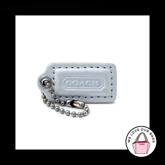 1.5" Small COACH PEARLIZED WHITE Leather Nickel Fob Bag Charm Keychain Hang Tag - Picture 1 of 1